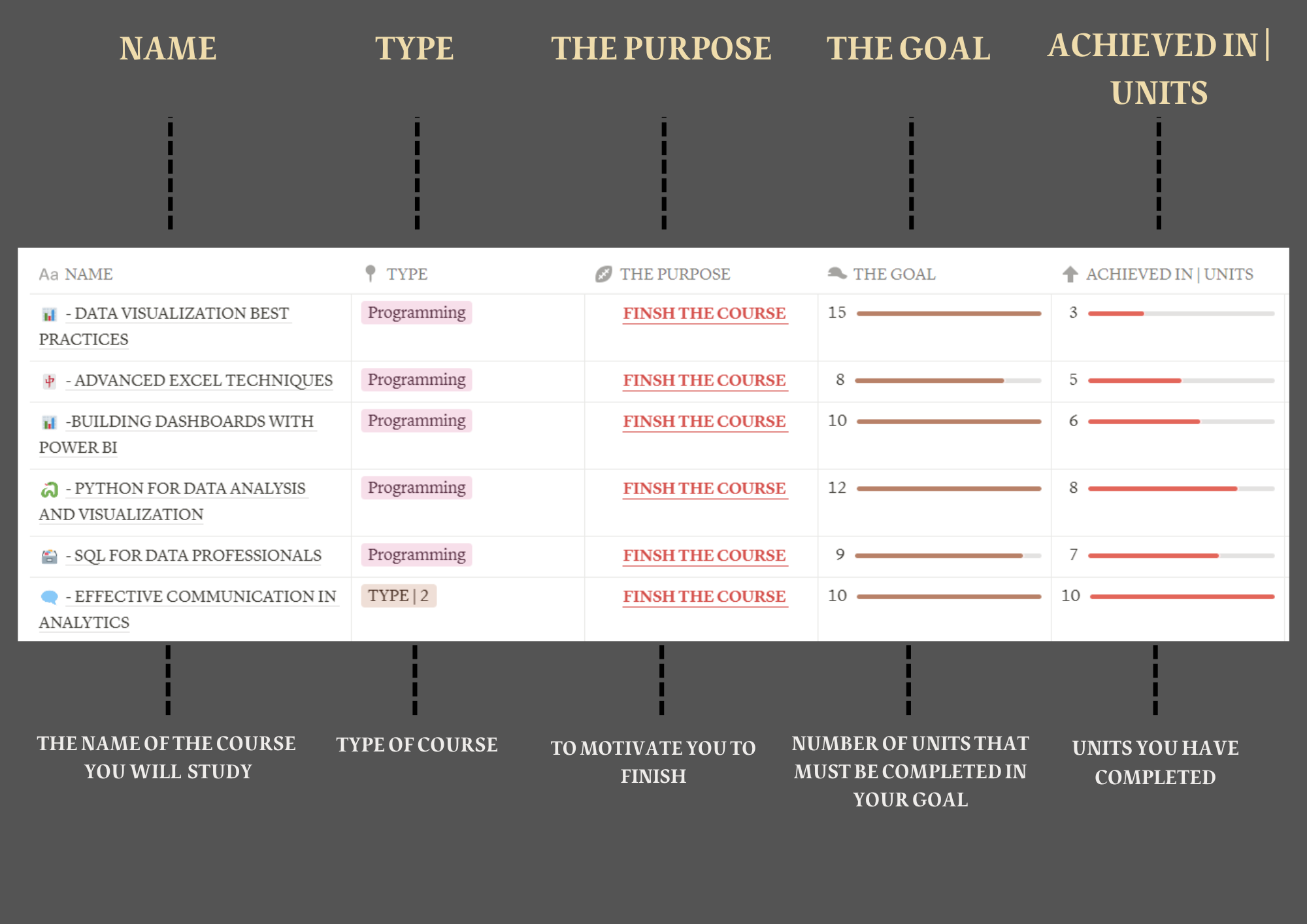 GOAL PERORMANCE TRACKER